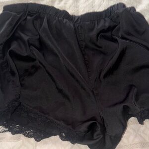 Forever 21 Black Lace-Trim Satin Sleep Shorts